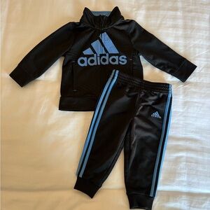 Y2K Adidas Black Tracksuit with Blue Highlights 12 month old boy